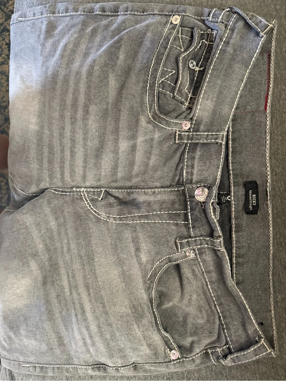 True Religion Men’s Gray Straight Jeans (Ricky Relaxed Straight)